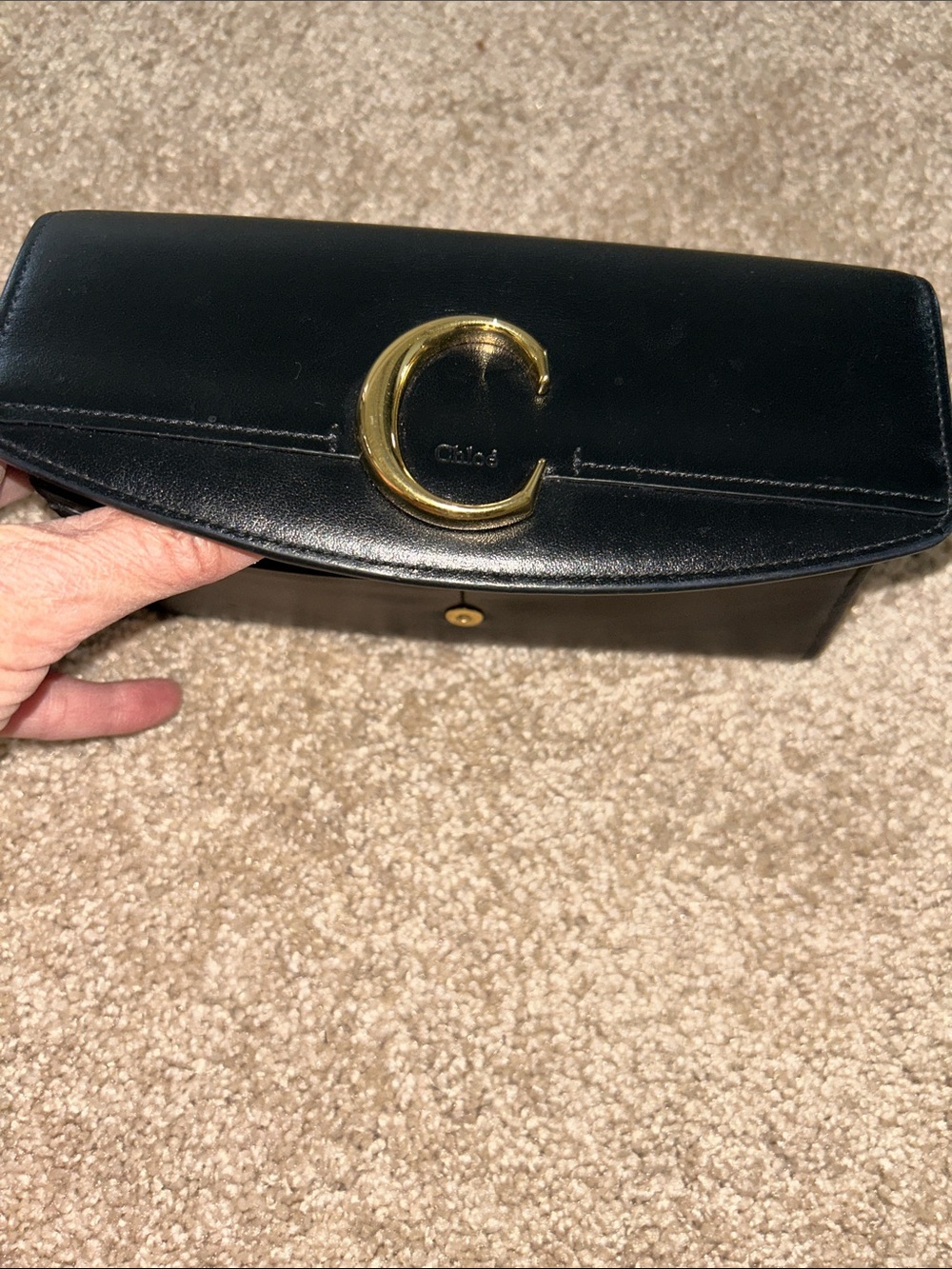 Chloe Black Leather Continental Wallet with Gold 'C' Hardware - Picture 14 of 16